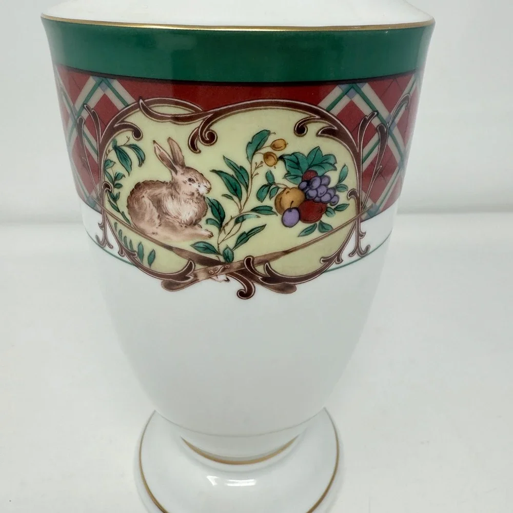 Rare Noritake Royal Hunt, 3930, Plaid, Fruit,‎ Animals: Flower Vase, 9